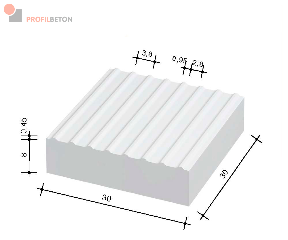 Blindenleitplatte Rippe 38mm von Profilbeton